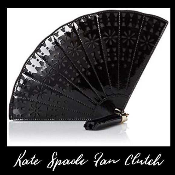 Kate Spade ♠️ Black FAN Clutch Bag Purse Rare NWT - Picture 1 of 4